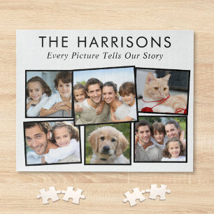 Aangepaste familiefoto verhaalcollage legpuzzel