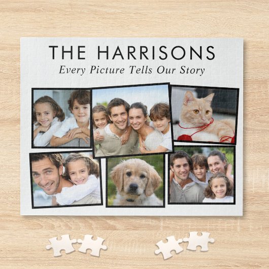 Aangepaste familiefoto verhaalcollage legpuzzel