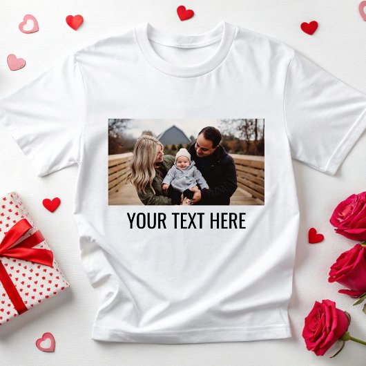 Aangepaste familiefoto Verjaardag Afbeelding Tekst T-shirt