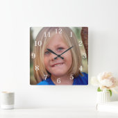 Aangepaste familiefoto vierkante klok (Huis)
