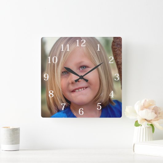 Aangepaste familiefoto vierkante klok (Huis)