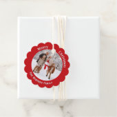 Aangepaste Familiefoto Vrolijke Kerstvakantie Bedankjes Labels (In situ)