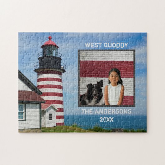 Aangepaste familiefoto West Quoddy Lighthouse Legpuzzel (Horizontaal)