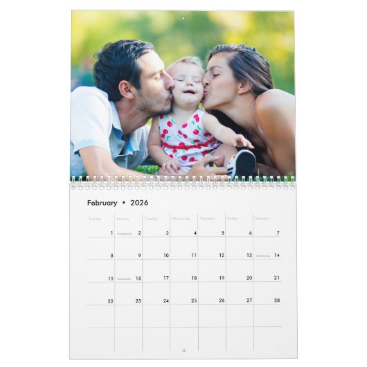 Aangepaste Familiefoto Zwart en Goud Kalender (Feb 2026)