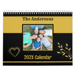 Aangepaste Familiefoto Zwart en Goud Kalender