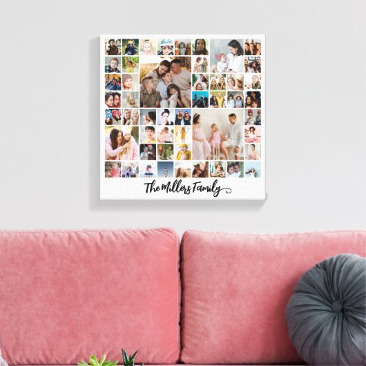 Aangepaste familiefotocollage 50 foto's canvas afdruk (Insitu (Woonkamer))