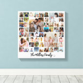 Aangepaste familiefotocollage 50 foto's canvas afdruk (Insitu (Houten vloer))