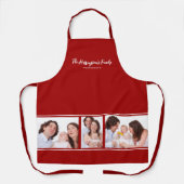 Aangepaste familiefotocollage met 3 secties Rood f Schort (Voorkant)