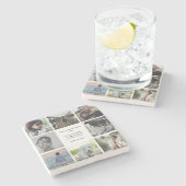 Aangepaste familiefotocollage met persoonlijk beri stenen onderzetter (Zijkant)