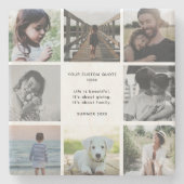 Aangepaste familiefotocollage met persoonlijk beri stenen onderzetter (Voorkant)