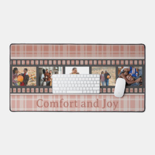 Aangepaste familiefotocollage terracotta beige bureaumat
