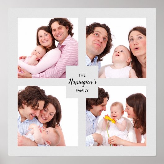 Aangepaste familiefotocollage vierkant frame met 4 poster (Voorkant)