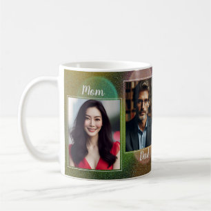 Aangepaste familiefoto's donkerblauw groen roze bo koffiemok