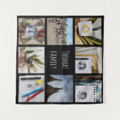 Aangepaste familiefoto's en naam Instagram-collage Wandkleed (Voorkant (horizontaal))