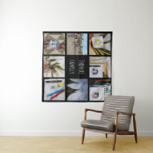 Aangepaste familiefoto's en naam Instagram-collage Wandkleed (In Situ (horizontaal))