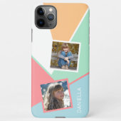 Aangepaste Familiefoto's op Geometrisch Mozaïekpat iPhone Hoesje (Achterkant)