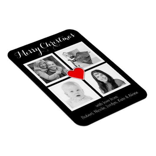Aangepaste familiefoto's Vrolijk Kerstfeest Magneet (Rechterzijde)