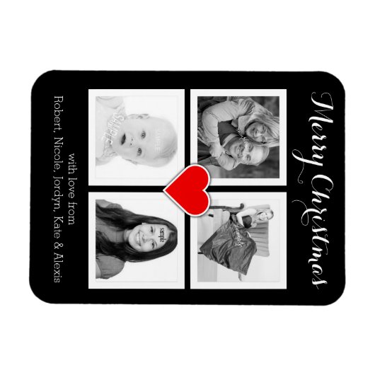 Aangepaste familiefoto's Vrolijk Kerstfeest Magneet (Horizontaal)