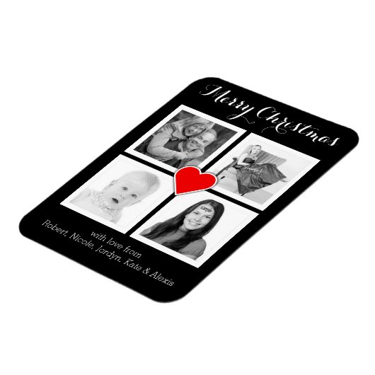 Aangepaste familiefoto's Vrolijk Kerstfeest Magneet (Linkerzijde)