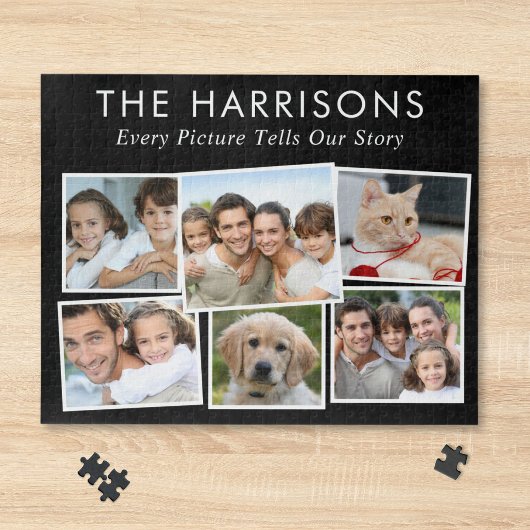 Aangepaste familiefotoverhaalcollage legpuzzel