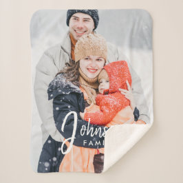 Aangepaste familiefunctie voor foto en naam sherpa deken