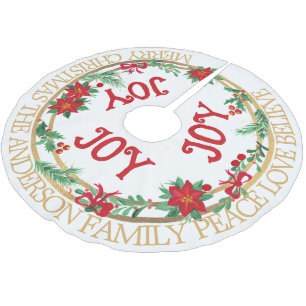 Aangepaste familiekrans met ouderwetse kerstvreugd kerstboom rok