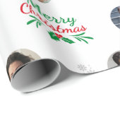 Aangepaste familienaam 4 Foto Collage Funny Kerstm Cadeaupapier (Rol Hoek)