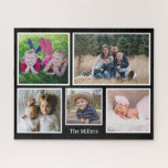 Aangepaste familienaam 5 Foto Collage Legpuzzel<br><div class="desc">Een familiefoto collage puzzel om je te personaliseren met 5 van je favoriete afbeeldingen.</div>