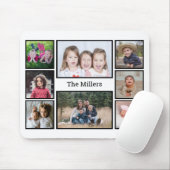 Aangepaste familienaam 8 Foto Collage Muismat (Met muis)