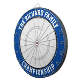 Aangepaste familienaam aangepast blauw dartboard dartbord (Voorkant Rechts)