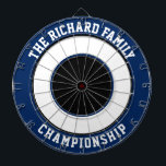 Aangepaste familienaam aangepast blauw dartboard dartbord<br><div class="desc">Aangepaste familienaam Gepersonaliseerd Blauw Dartboard Voeg een familienaam toe en creëer gemakkelijk uw gepersonaliseerde familienaam dartboard. Klik op AANPASSEN om de tekstkleur of bordkleuren te wijzigen. U kunt DIT ONTWERP OVERDRAGEN op andere Zazzle-producten en het aanpassen aan de meeste Zazzle-items. Standaard Studio-design zijn gemaakt in vectorafbeeldingen met hoge resolutie voor...</div>