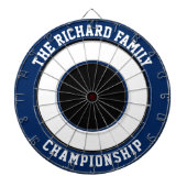 Aangepaste familienaam aangepast blauw dartboard dartbord (Voorkant)