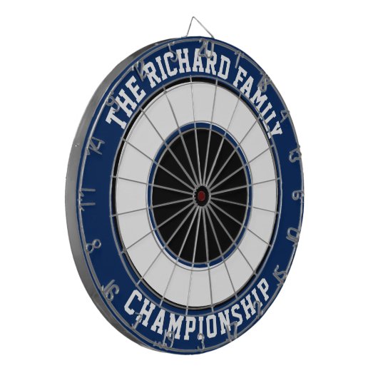 Aangepaste familienaam aangepast blauw dartboard dartbord (Voorkant Links)