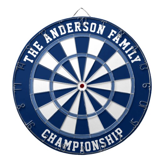 Aangepaste familienaam aangepast blauw dartboard dartbord (Voorkant)