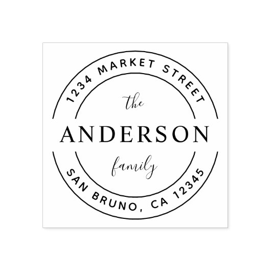 Aangepaste familienaam | Adres Wooden Round Return Rubberstempel (Afrduk)
