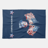 Aangepaste familienaam Amerika Symbolen Theedoek (Horizontaal)