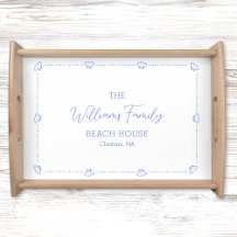 Aangepaste familienaam Beach House Coastal Blue Sh