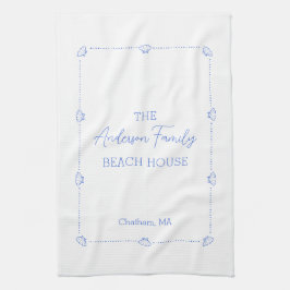 Aangepaste familienaam Beach House Coastal Blue Sh Theedoek