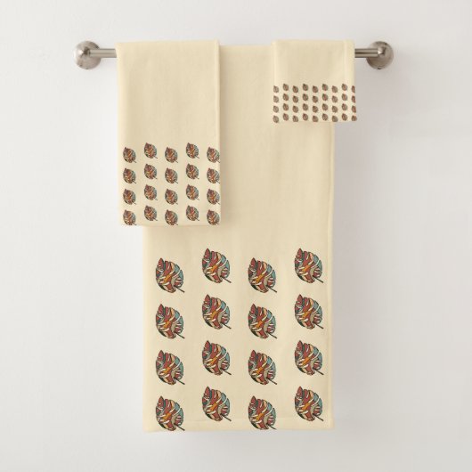 Aangepaste familienaam blad serene savanne bad handdoek (Insitu)