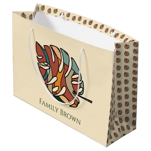 Aangepaste familienaam blad serene savanne groot cadeauzakje (Achterkant Gekanteld)