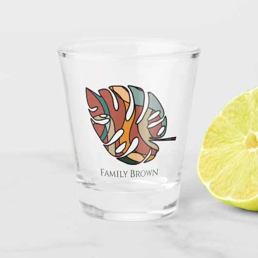 Aangepaste familienaam blad serene savanne shot glas (Voorkant)