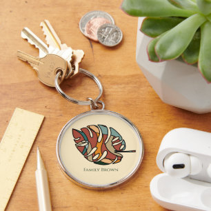 Aangepaste familienaam blad serene savanne sleutelhanger