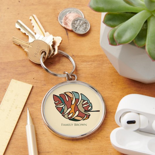 Aangepaste familienaam blad serene savanne sleutelhanger (Bureau)