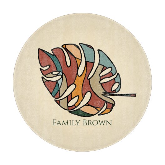 Aangepaste familienaam blad serene savanne snijplank (Voorkant)