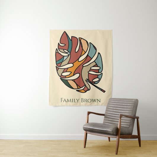 Aangepaste familienaam blad serene savanne wandkleed (In situ)