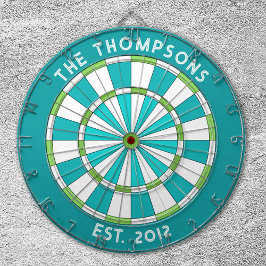 Aangepaste familienaam Blauwgroen Blauw Wit Dartbo Dartbord