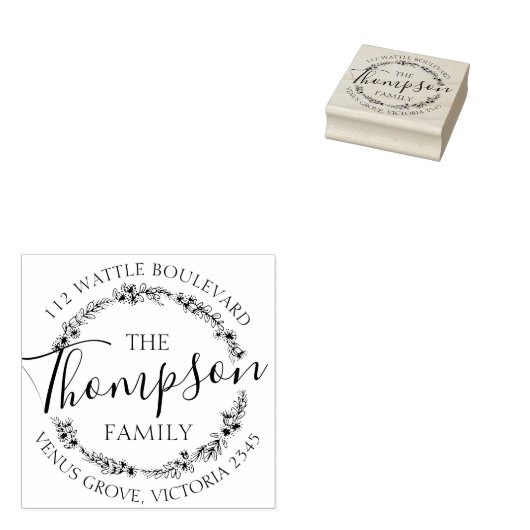 Aangepaste familienaam bloemenretour adres stempel (Gestempeld)