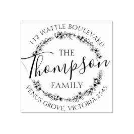 Aangepaste familienaam bloemenretour adres stempel