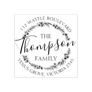 Aangepaste familienaam bloemenretour adres stempel