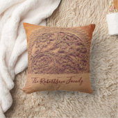 Aangepaste familienaam Boho bloem in retro verbran Kussen (Deken)